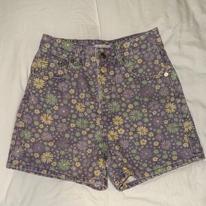 Zara Purple Floral High Waist Women's Shorts